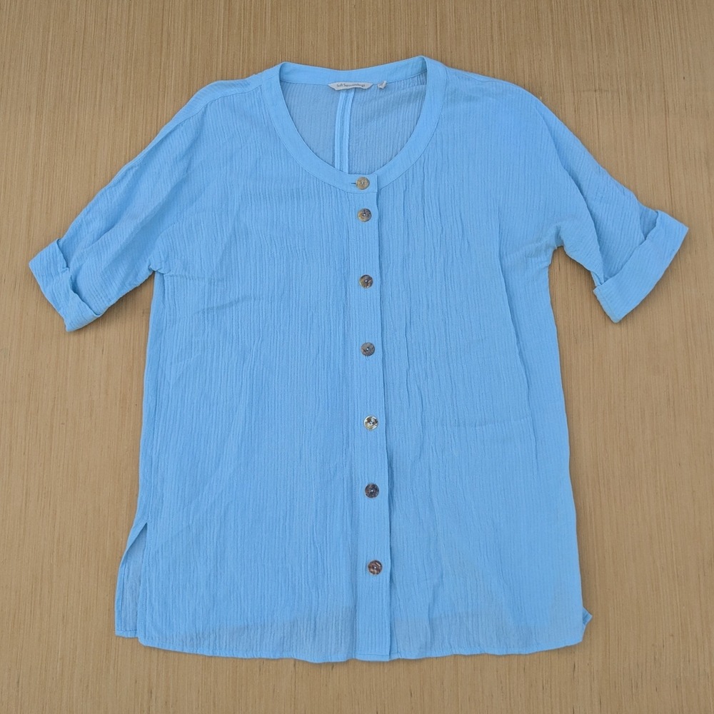 Soft Surroundings Baby Blue Boho Resortwear Beach Lightweight Top Women's Medium